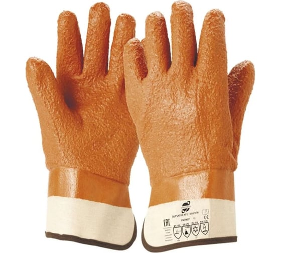 Изображение товара Трикотажные перчатки ARCTICUS джерси, х/б, с ПВХ, оранжевые, НМС рельефное покрытие, р.10 2603 STW-101