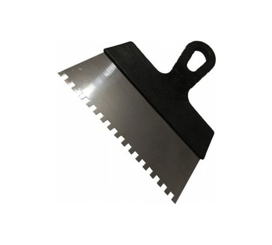 Изображение товара Зубчатый шпатель BOHRER 150 мм, 8x8 мм, нержавеющая сталь 0,45 мм, пластиковая ручка ШПЗ-150308