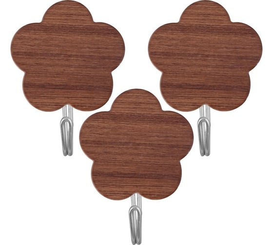 Изображение товара Набор из 3-х крючков МУЛЬТИДОМ "Вуд цветок" VL27-78