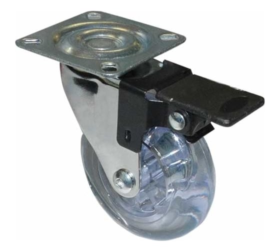 Изображение товара Мебельное поворотное колесо MFK-TORG PVC с тормозом, 75 мм, прозрачный 5008075