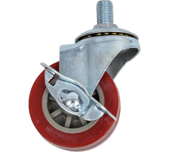 Изображение товара Мебельное поворотное колесо MFK-TORG болт крепление М10, с тормозом, 50 мм, красный, пластик 8005050