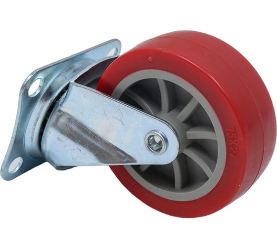 Изображение товара Мебельное поворотное колесо MFK-TORG 75 мм, красный, пластик 8001075