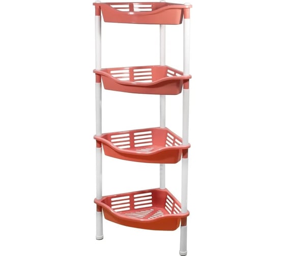 Изображение товара Угловая этажерка Berossi krita c корзинками, 4-х секционная, коралл АС 60570000