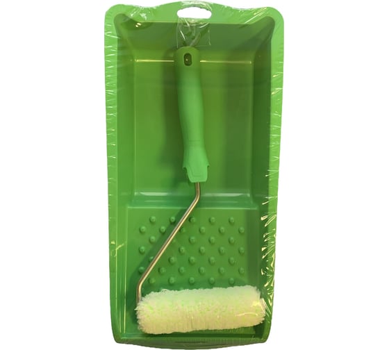 Изображение товара Малярный набор для работ по дереву МЕЛОДИЯ ЦВЕТА ванночка 330x170 мм, валик 110 мм микрофибра 200-110+ванн(зел)