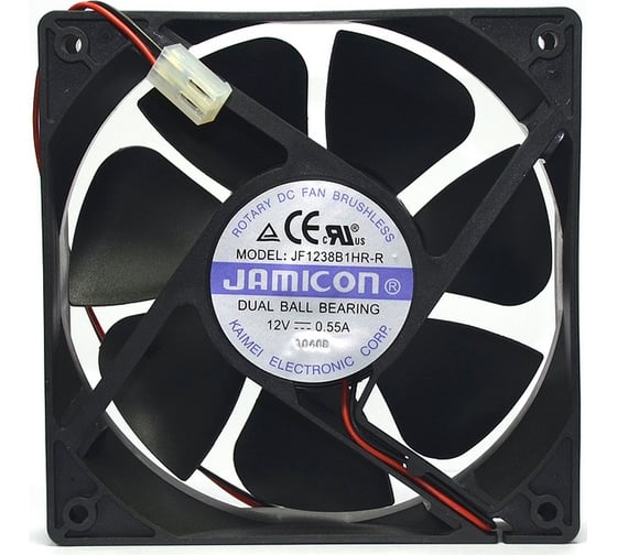 Изображение товара Вентилятор JAMICON JF1238B1HR 120х120х38 12В с разъемом 2 конт.MOLEX 5239-2(PHU-2) С00034859