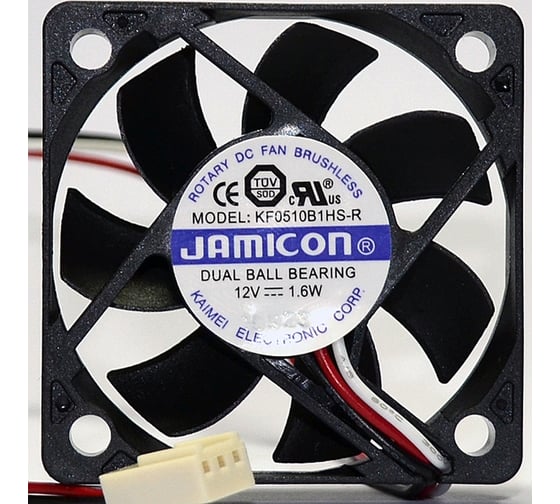 Изображение товара Вентилятор JAMICON KF0510B1HS 50х50х10 12В с разъемом 3 конт.TKP2510-3, тахометр С00039274
