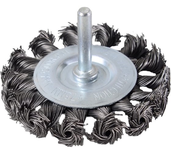 Изображение товара Щётка плоская для дрели 75 мм, крученая проволока Вихрь 73/1/3/47