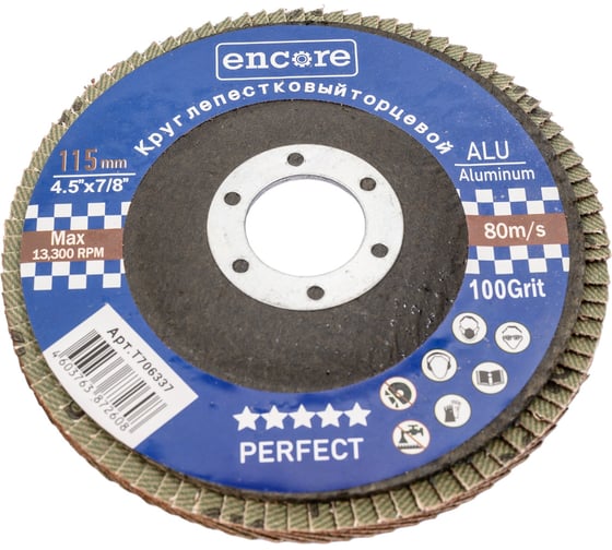 Изображение товара Круг лепестковый торцевой КЛТ1 115 мм, P100 TORGWIN T706337