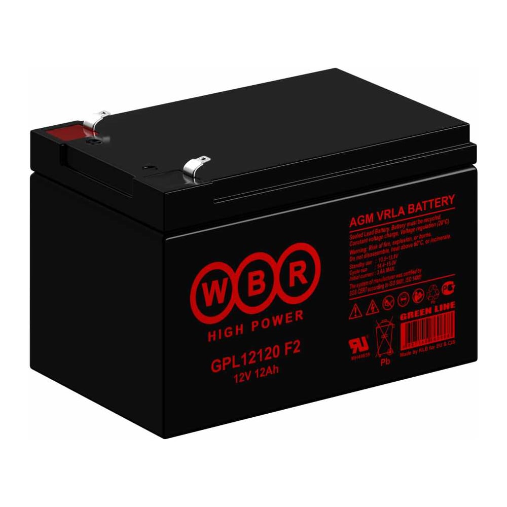 Изображение товара Аккумулятор для ИБП WBR GPL12120 F2 12В 12 Ач AGM Изображение товара Аккумулятор для ИБП WBR GPL12120 F2 12В 12 Ач AGM