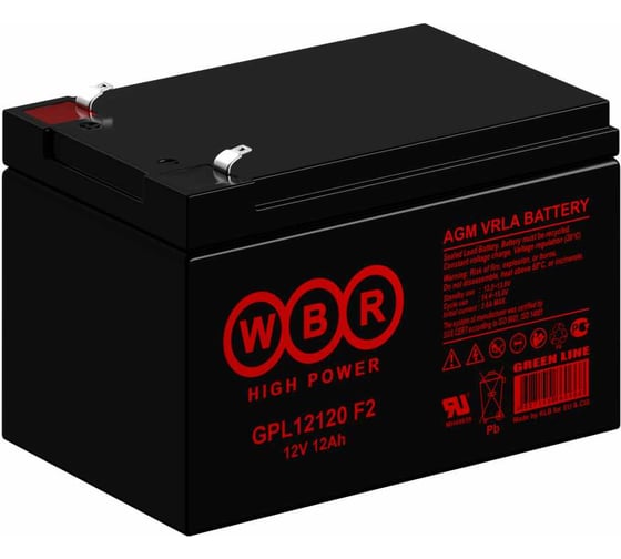 Изображение товара Аккумулятор для ИБП WBR GPL12120 F2 12В, 12 Ач УТ-00000229