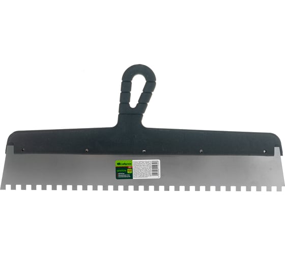 Изображение товара Шпатель из нержавеющей стали СИБРТЕХ 450 мм,зуб 8x8 мм,пластмассовая ручка // 85479