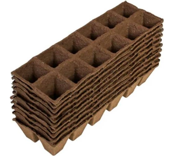 Изображение товара Блок торфяных горшков ЛЕТО 12 ячеек, 50x50x50 мм, 30 шт. 90967