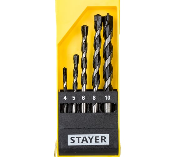 Изображение товара Набор сверл по бетону STAYER Professional Hercules 5 шт: 4-5-6-8-10 мм 2915-H5_z01