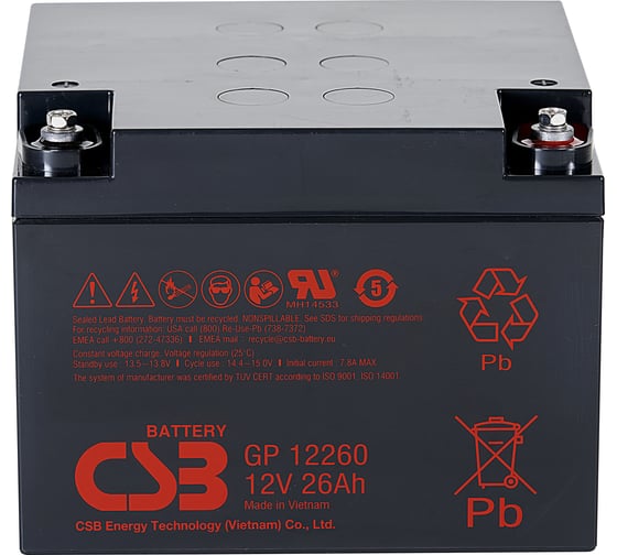 Изображение товара Аккумулятор для ИБП CSB GP12260 I 12В, 26 Ач УТ-00001357