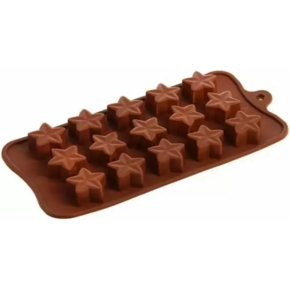 Силиконовая форма для шоколада Bikson форма для льда и шоколада 23х10 см 15 отд силикон серая кристаллы bakery