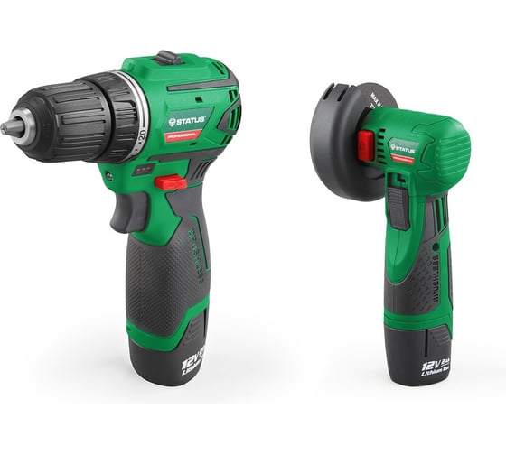 Изображение товара Бесщёточный аккумуляторный набор Дрель + УШМ STATUS 07126201