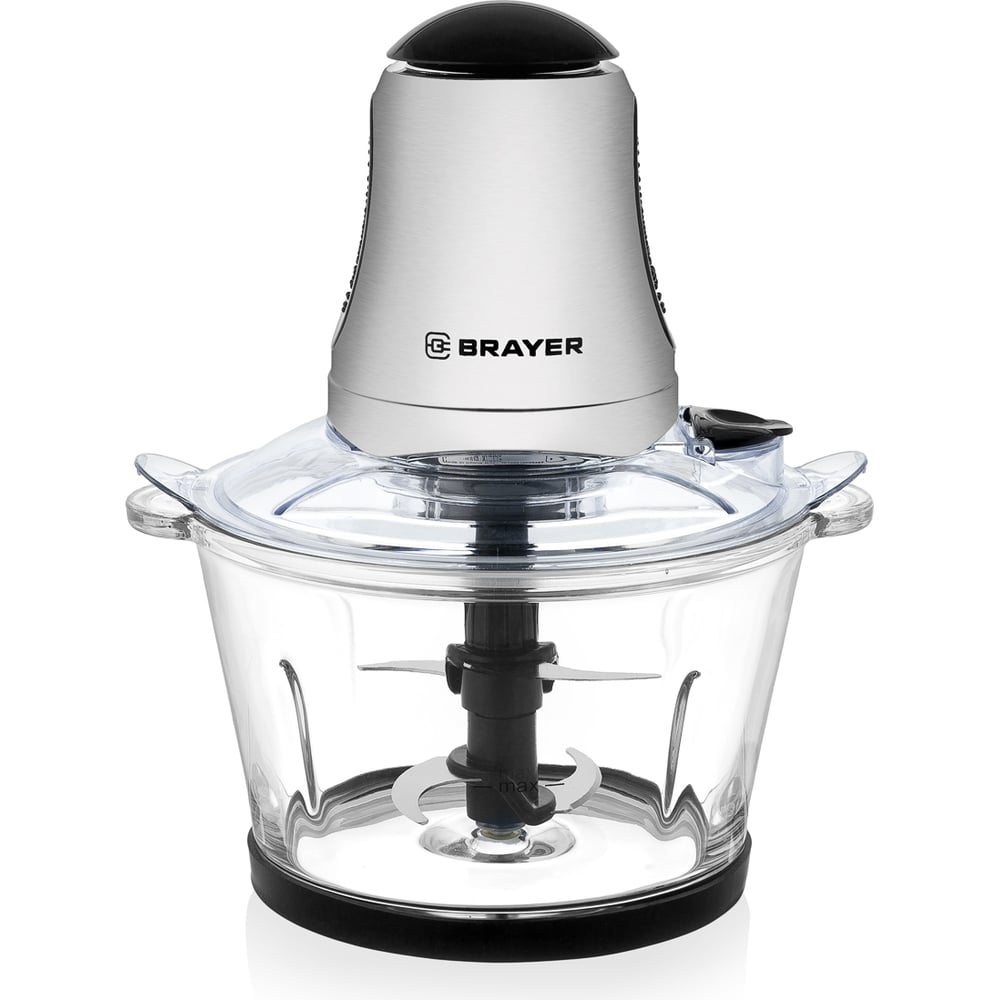 Изображение товара Измельчитель BRAYER 400 Вт, стеклянный 1.5 л, 4 лезвия из нержавеющей стали, включатель на крышке, добавление BR1402