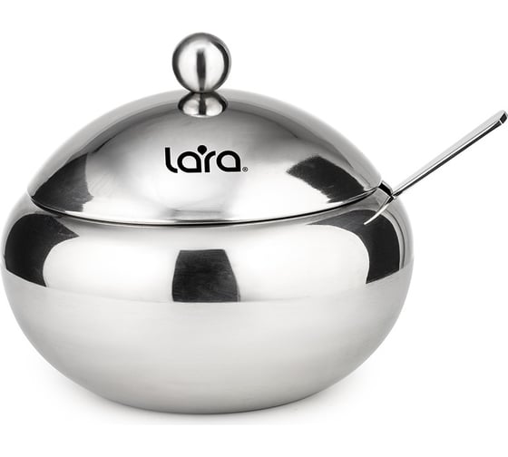 Изображение товара Сахарница с ложкой Lara 560 мл, сталь, крышка из полированной стали LR08-36 SS