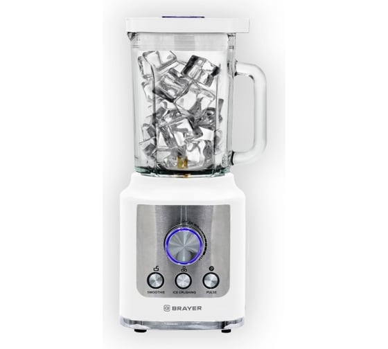 Изображение товара Настольный блендер BRAYER 1600 Вт, стеклянный, 1.8 л, 6 титановых ножей BR1200WH