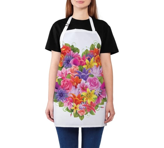 Изображение товара Кухонный фартук JOYARTY Сердце из цветов, универсальный размер для женщин и мужчин ap_422613