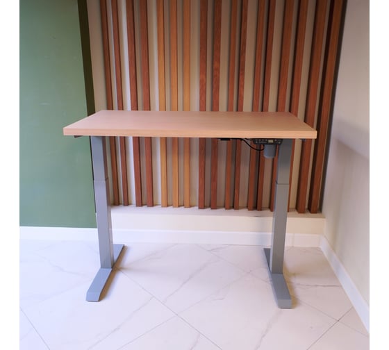 Изображение товара Стол с регулируемой высотой StolStoya МОТОР UP 160x80 см, подстолье серое, столешница МДФ шпон, беленый дуб SE211ISBD16080