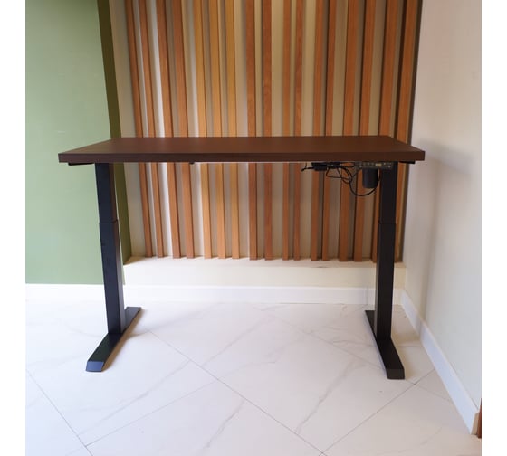 Изображение товара Стол с регулируемой высотой StolStoya МОТОР UP 160x80 см, подстолье черное, столешница МДФ шпон, венге SE211IBV16080