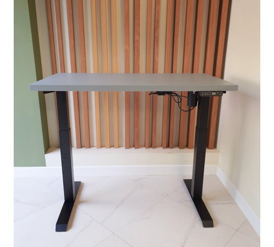 Изображение товара Стол с регулируемой высотой StolStoya МОТОР UP 160x80 см, подстолье черное, столешница МДФ, эмаль серая SE211IBS16080