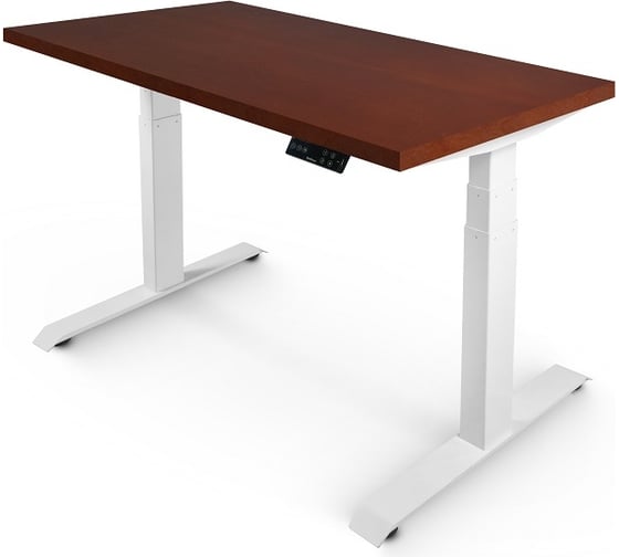 Изображение товара Стол с регулируемой высотой StolStoya ТИТАН 160x80 см, рама белая, столешница МДФ, шпон, красное дерево SE221IWKD16080