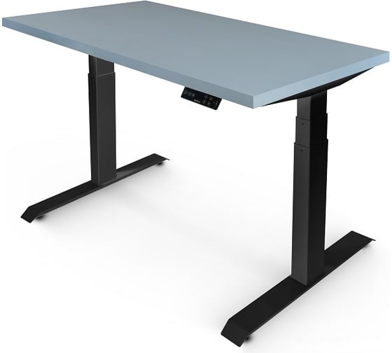 Изображение товара Стол с регулируемой высотой StolStoya ТИТАН 160x80 см, рама черная, столешница МДФ, эмаль серая SE221IBS16080