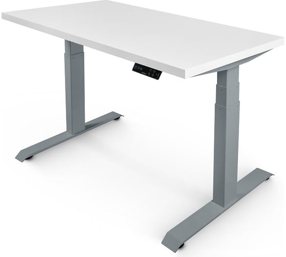 Изображение товара Стол с регулируемой высотой StolStoya ТИТАН 160x80 см, рама серая, столешница МДФ, эмаль белая SE221ISW16080