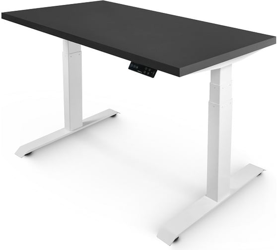 Изображение товара Стол с регулируемой высотой StolStoya ТИТАН 160x80 см, рама белая, столешница МДФ, эмаль черная SE221IWB16080