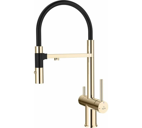 Изображение товара Смеситель для кухонной мойки ROSE гибкий излив, магнит вставка, под фильтр, золото R958E