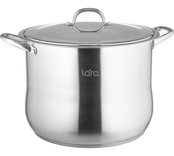 Изображение товара Кастрюля Lara нержавеющая сталь, 34x25 см, 21.8 л, капсулированное индукционное дно, крышка из стали LR02-47