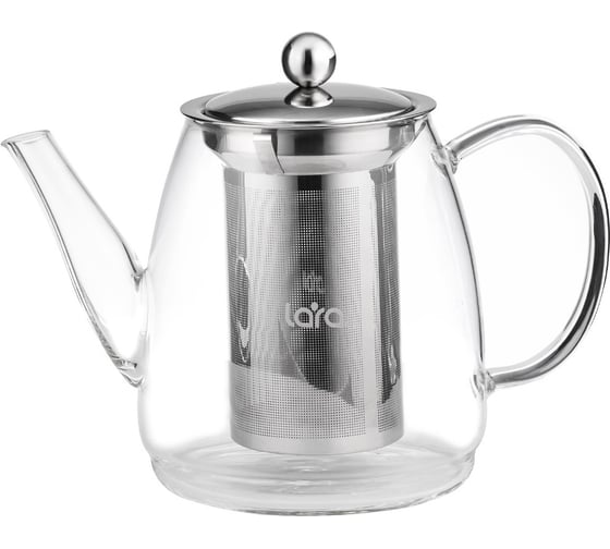 Изображение товара Заварочный чайник Lara 900 мл, боросиликатное стекло, стальной фильтр и крышка LR06-18