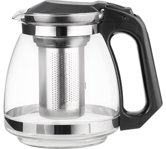 Изображение товара Заварочный чайник Lara 1500 мл, силикатное стекло, стальной фильтр, подъем крышки LR06-17