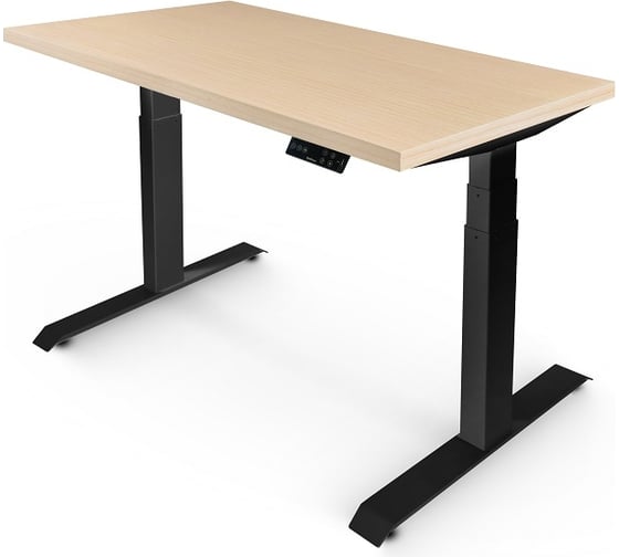 Изображение товара Стол с регулируемой высотой StolStoya ТИТАН 160x80 см, рама черная, столешница МДФ, шпон, беленый дуб SE221IBBD16080