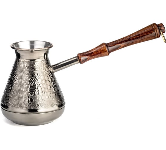 Изображение товара Медная турка Lara Виноград 300 мл, деревянная, лакированная ручка с латунным кольцом LR15-01