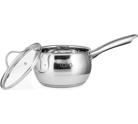 Изображение товара Сотейник Lara серия APPLE нержавеющая сталь, 16x10 см, 2.1 л, капсулированное индукционное дно, крышка стекло LR03-06