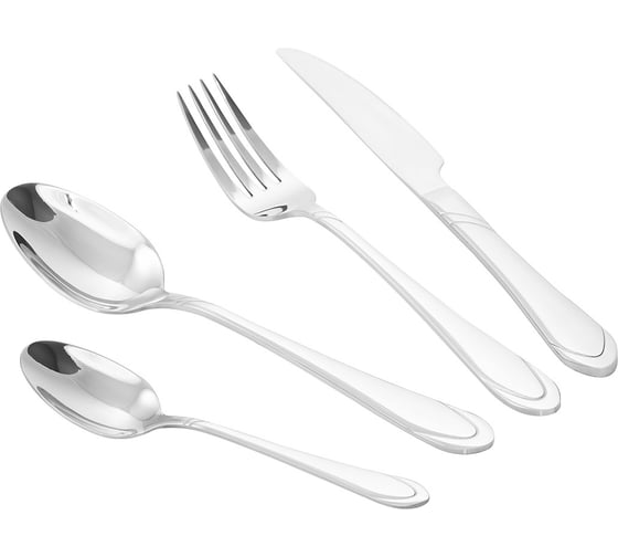 Изображение товара Набор столовых приборов Lara SIRIUS 24 предмета, зеркальная полировка, острая вилка, классический дизайн LR10-16/24