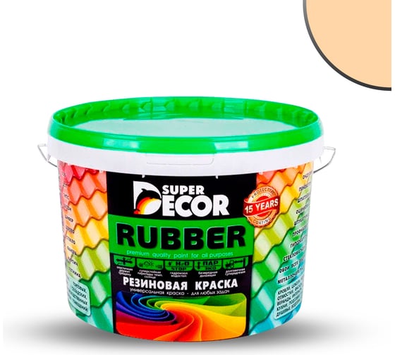 Изображение товара Резиновая краска SUPER DECOR №19 Слоновая кость, 3 кг 4630024701575