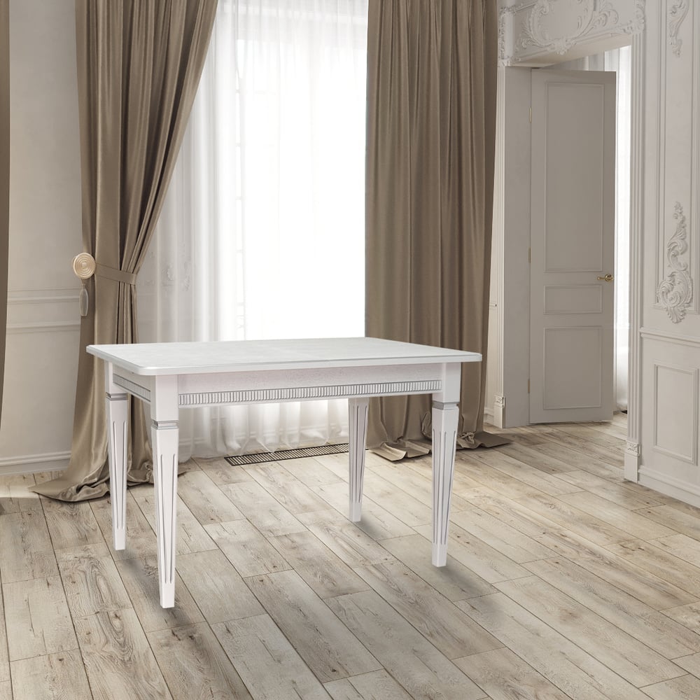 Изображение товара Стол обеденный Мебелик Васко В 87Н Белый/Серебро 1500(2000)х900х765 мм