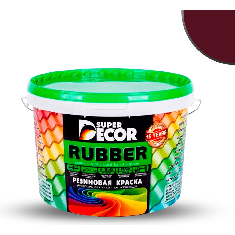 Изображение товара Резиновая краска SUPER DECOR №13 Гранат 3 кг для внутренних и наружных работ