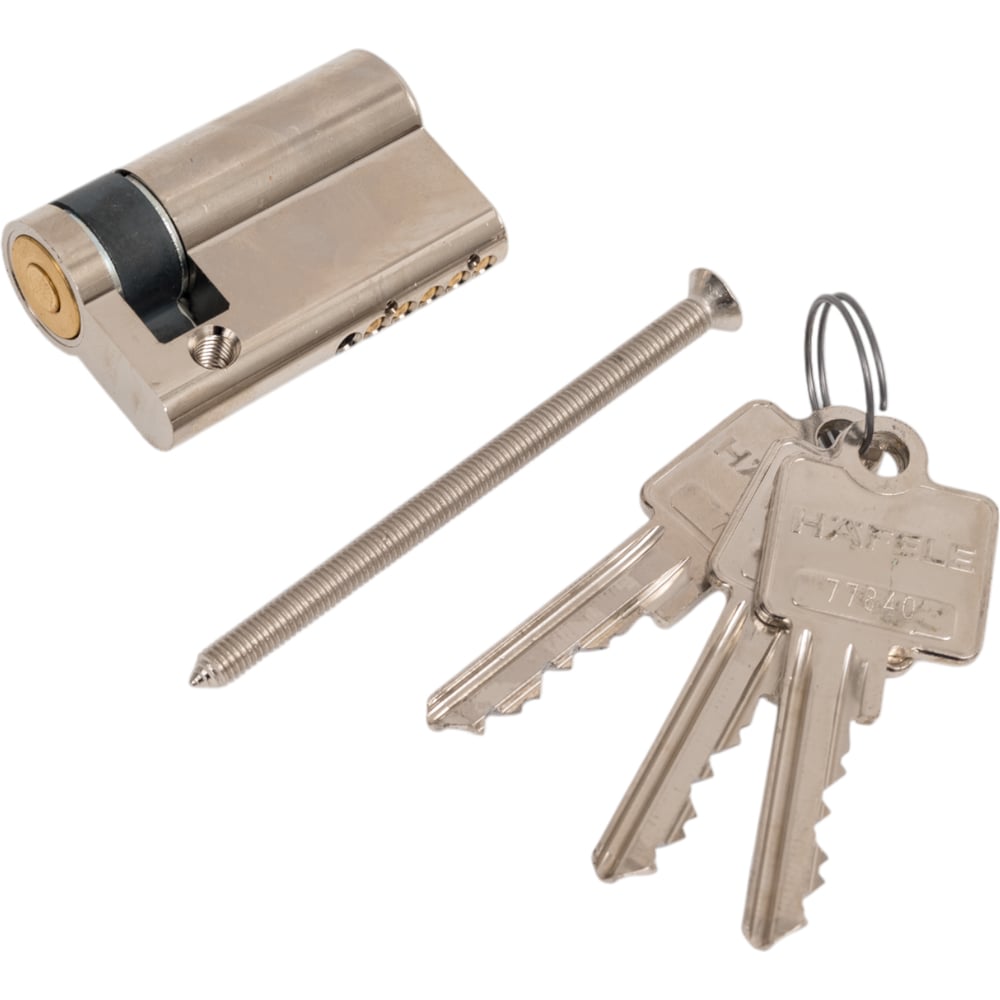 Изображение товара Полуцилиндр Hafele односторонний латунь никель 40/10 916.22.604