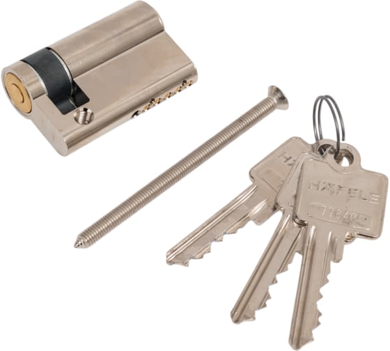 Изображение товара Полуцилиндр Hafele односторонний, латунь, никелированный, 40/10 916.22.604