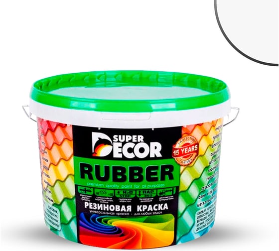 Изображение товара Резиновая краска SUPER DECOR 00 белоснежная, 3 кг 4630024700059