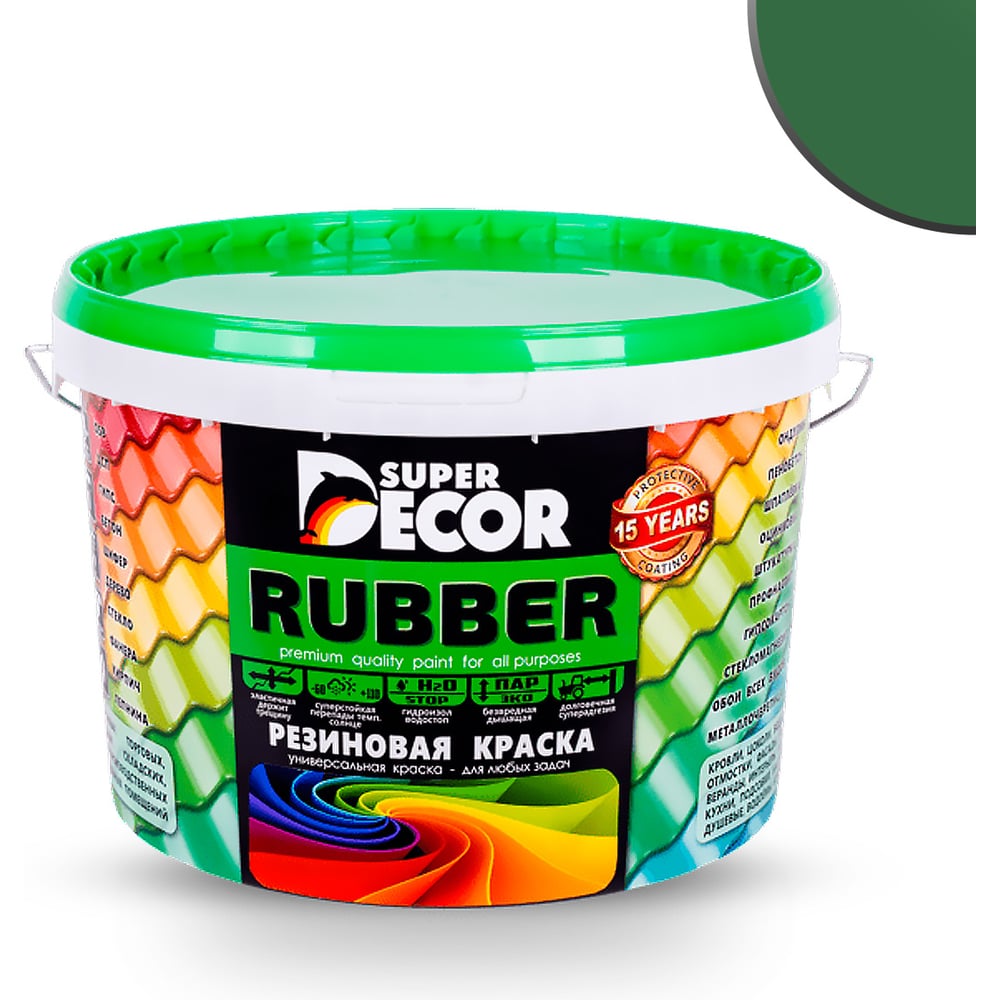 Изображение товара Резиновая краска SUPER DECOR №01 Ондулин зеленый 12 кг