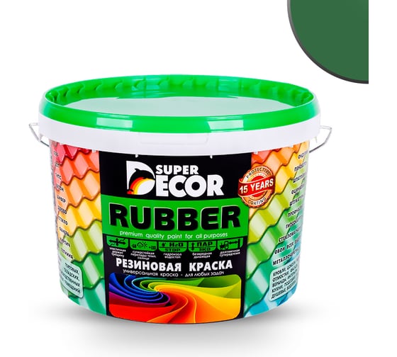Изображение товара Резиновая краска SUPER DECOR №01 Ондулин зеленый, 12 кг 4630024700172