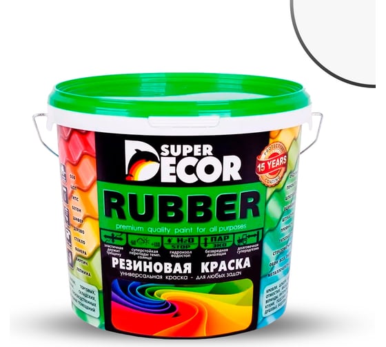 Изображение товара Резиновая краска SUPER DECOR 00 белоснежная, 6 кг 4630024700073