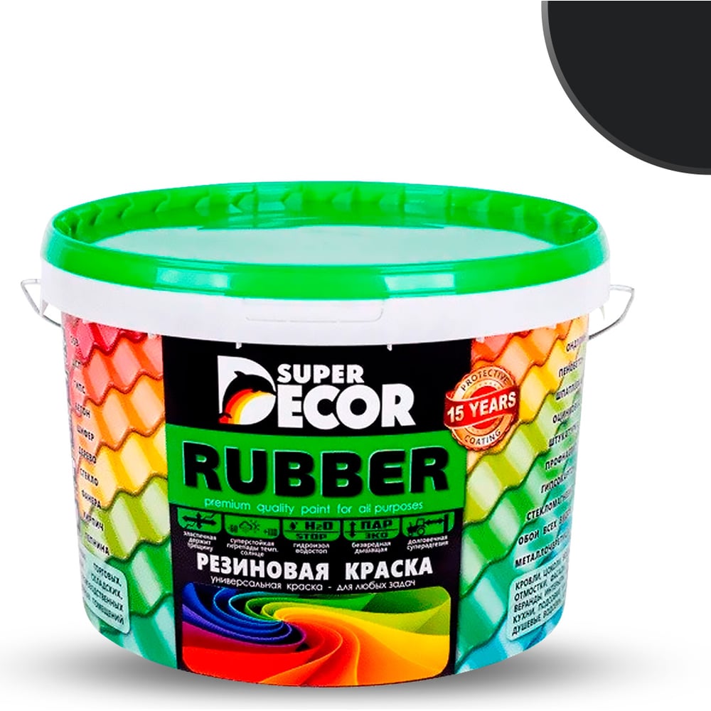 Изображение товара Резиновая краска SUPER DECOR №12 Карибская ночь 12 кг влагостойкая быстро сохнущая