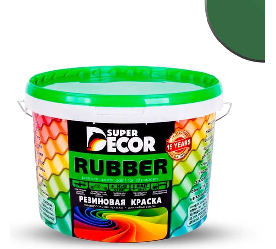 Изображение товара Резиновая краска SUPER DECOR №01 Ондулин зеленый, 3 кг 4630024700134
